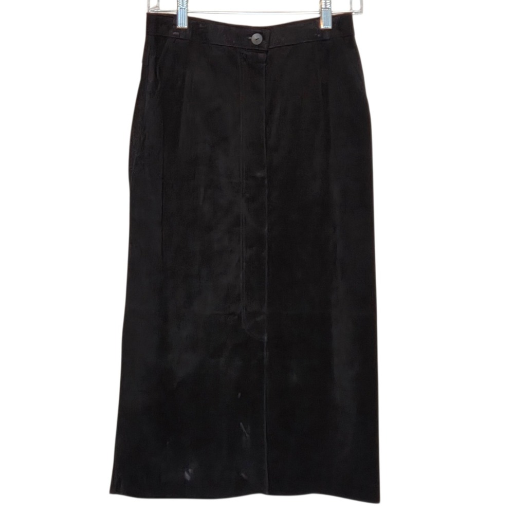 Evan Davies Vtg 90s Suede Leather Midi Skirt Minimalist Quiet Luxury Women Small